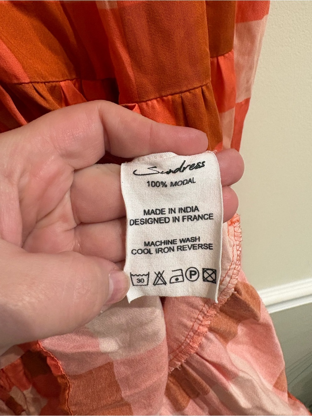 SUNDRESS Kelly Short Modal Mini Dress Plaid Gingham Coral NWT M/L - Picture 7 of 7
